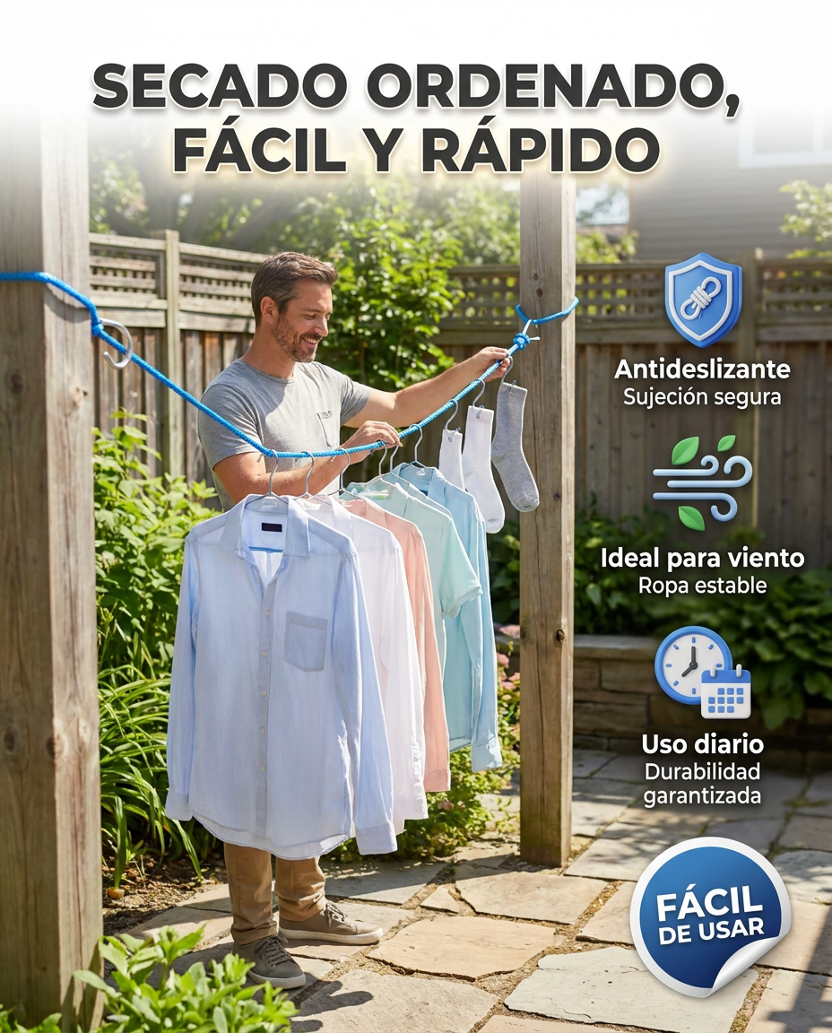 DryFlex™ — Cuerda Antideslizante para Secado Organizado - MERKATODOSV