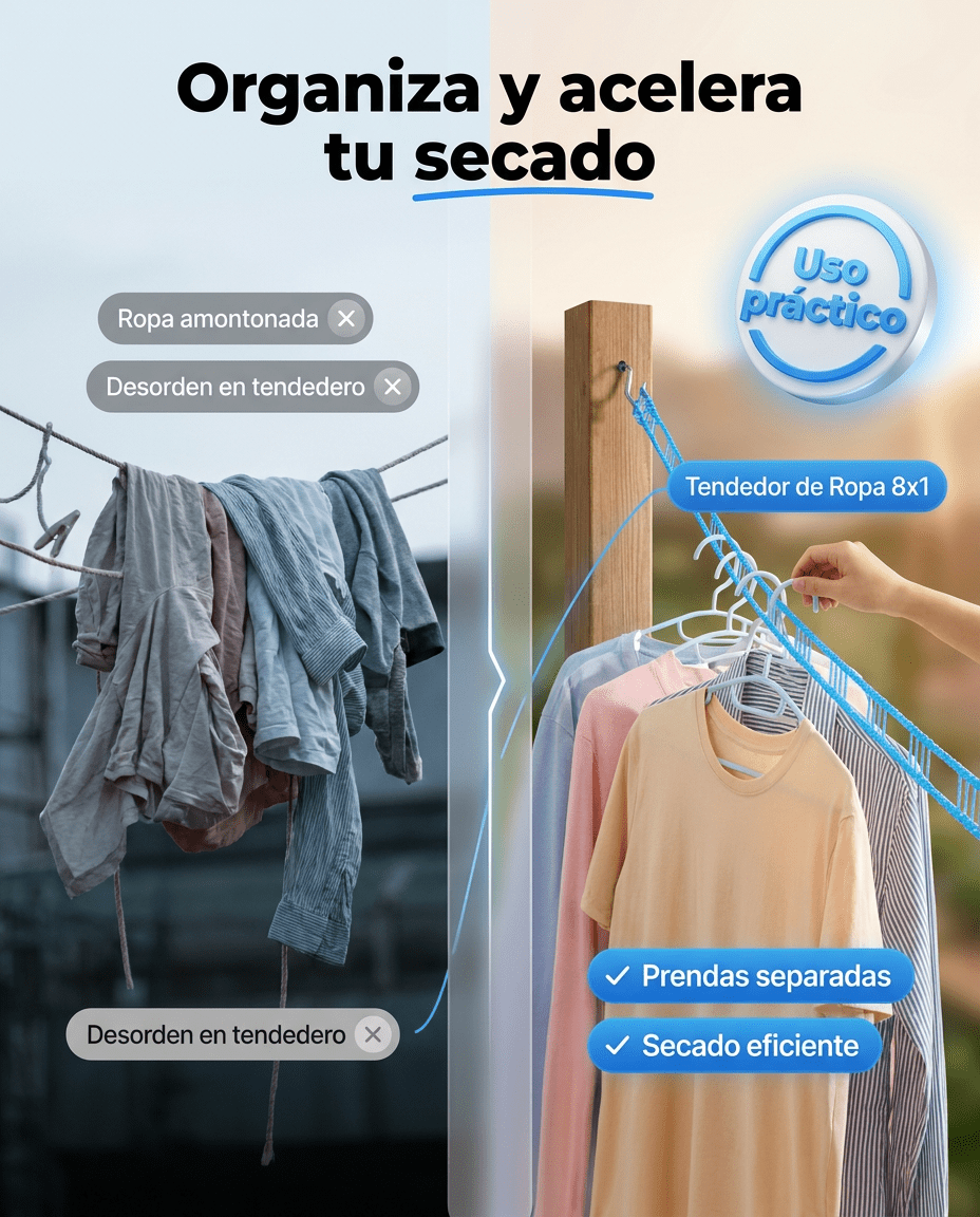 DryFlex™ — Cuerda Antideslizante para Secado Organizado - MERKATODOSV