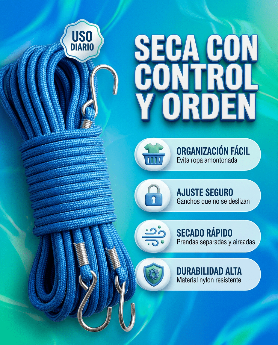 DryFlex™ — Cuerda Antideslizante para Secado Organizado - MERKATODOSV