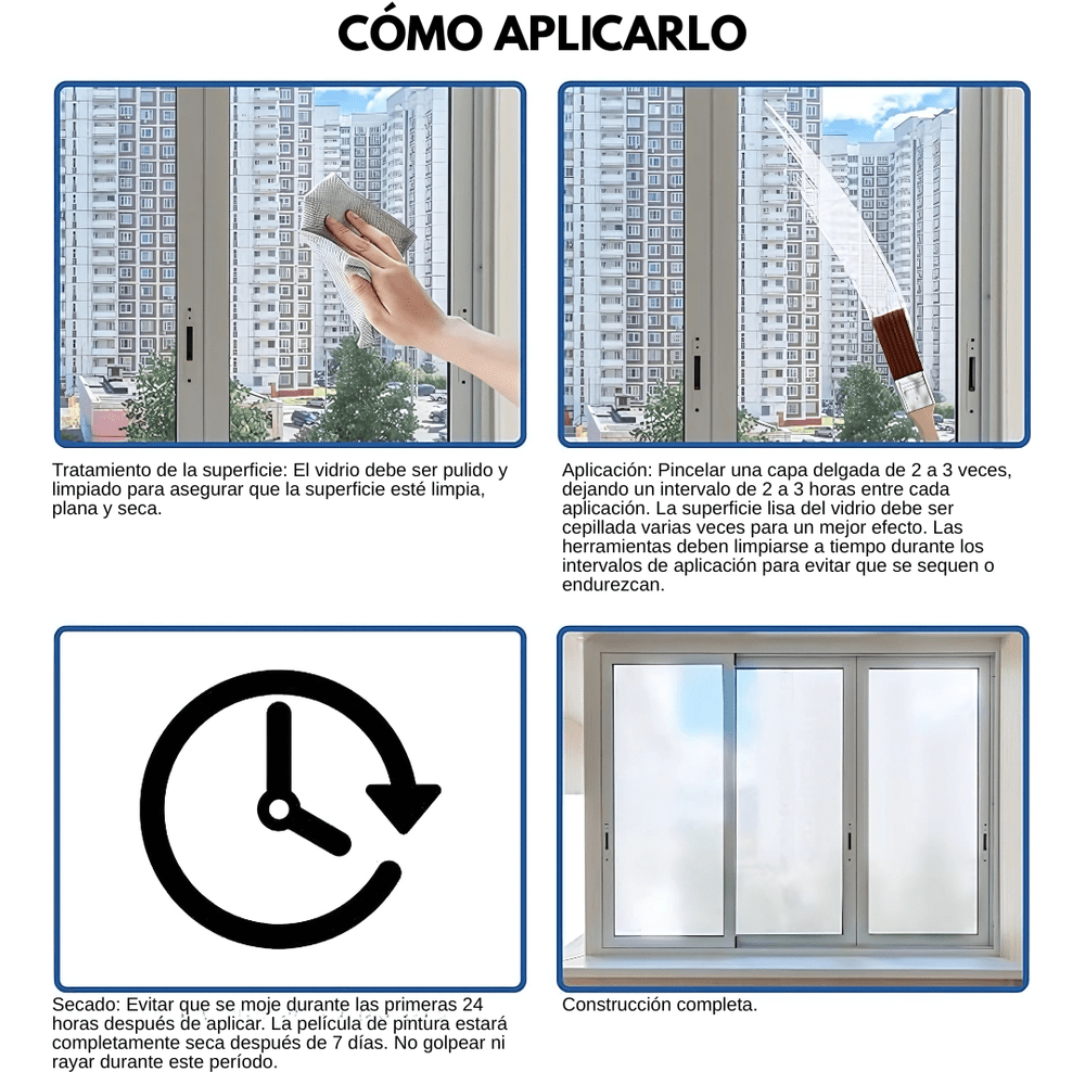 FrostShield™ Pintura esmerilada para vidrio con privacidad instantánea - MERKATODOSV
