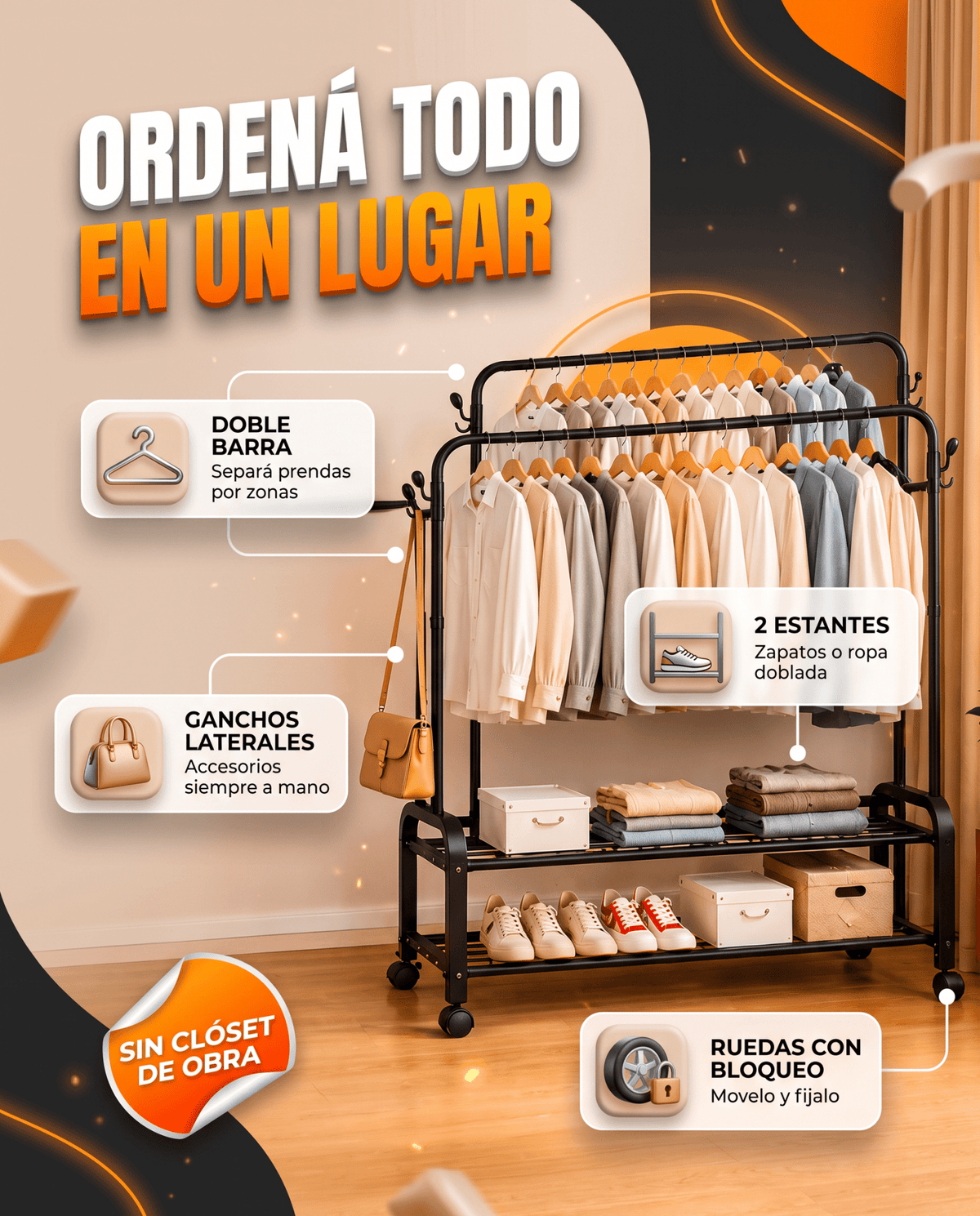 Rincón en Orden™ — Estante Perchero para Ropa - MERKATODOSV
